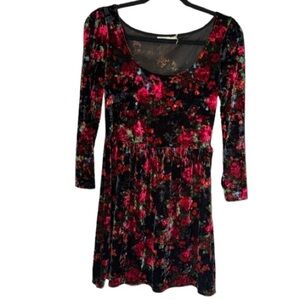 Kim Chi blue dress Urban outfitters small Floral Crushed Velvet